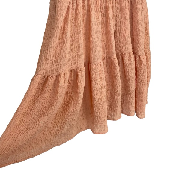 ⭐️2/$20 Lulu’s Where the Sun Goes Light Orange Smocked Tie-Strap Mini Dress - Picture 8 of 14
